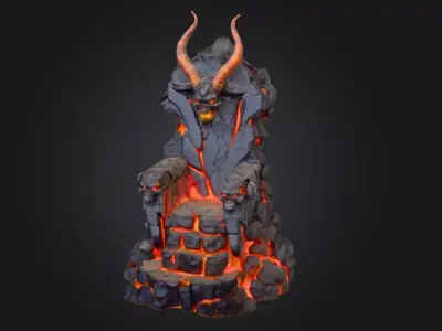 Infernal Lava Throne Low-poly 3D model