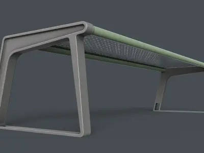 Metal Modern Bench 15 PBR Game Ready Low-poly 3D model