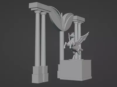 Winged Horse Monument  Low-poly 3D model