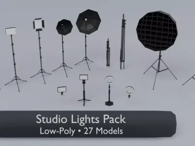 Studio Lights Pack Low-poly 3D model