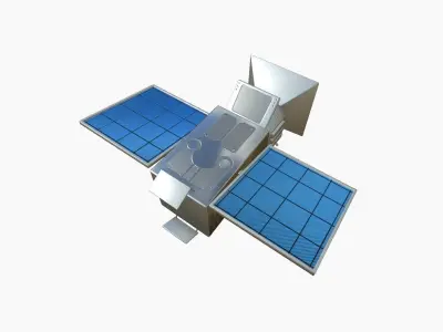 Satellite E08 Aluminum - SciFi Space Design Low-poly 3D model