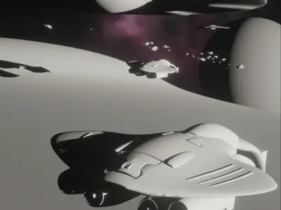 Space ships in space 3D model