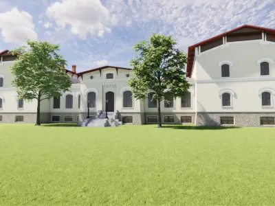 Eclectic train station 19th century   3D model