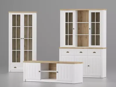 set MARKSKEL tv unit with wooden doors and drawers 3D model