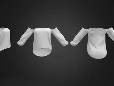 Off Shoulder Blouse Low-poly 3D model
