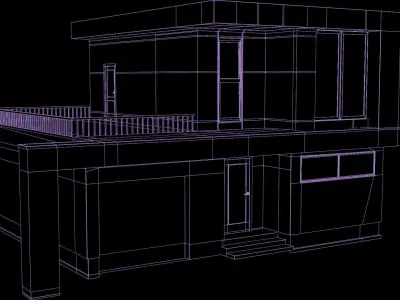 Modern House with Garage Low-poly 3D model