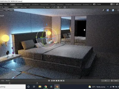 REALISTIC BEDROOM RENDER modern lighting ideas 3D model