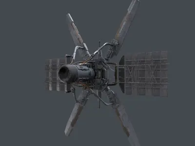 scifi-model529 space station with two propellers 3D model