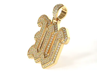 Tattoo fonts W alphabet pendent 3D print model