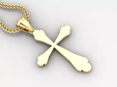 Light Gold 18K Cross Pendant 1CP079 3D print model