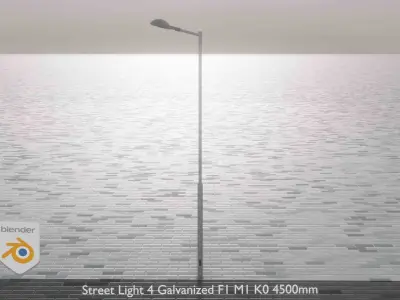 Street Light 4 Galvanized F1 M1 K0 4500mm Low-poly 3D model