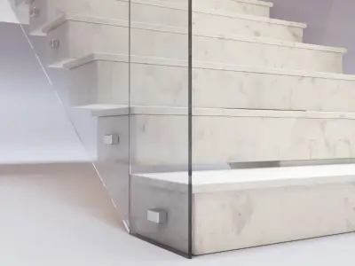 Stairs Set 01 - Marble Stairs in diverse shapes Low-poly 3D model