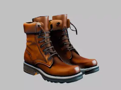 leather boots Low-poly 3D model