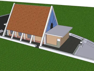 Architecture-Religion-God-Culture-Temple-091 church with roof 3D model