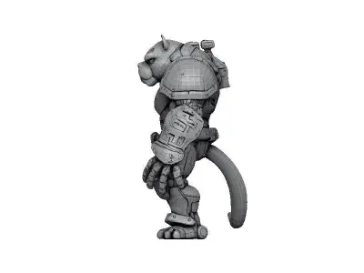 Bulldog Cyborg Low-poly 3D model