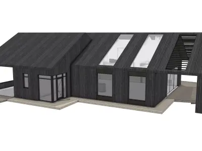 Modern Barndominium House 3D Model Large Residential Villa 3D model