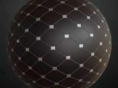 Classic Matte Black Octagon Tiles with White Inlays PBR Seamless Texture