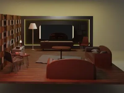  LIVING ROOM Low-poly 3D model