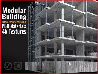 Modular Building  Vol 08 Low-poly 3D model
