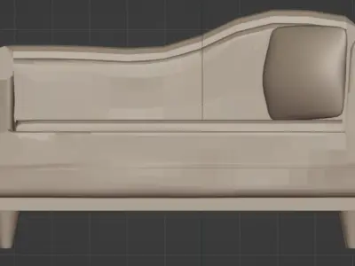 Red sofa Low-poly 3D model