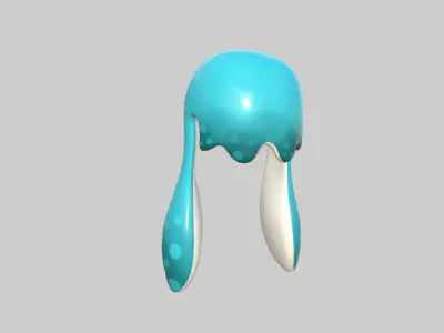 Inkling Hair 05 Light Blue - Splatoon Character Design Low-poly 3D model