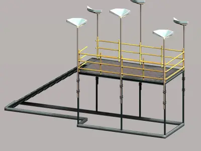 Modular mounting small platform with light  Low-poly 3D model