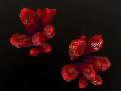 Red Crystals Low-poly 3D model