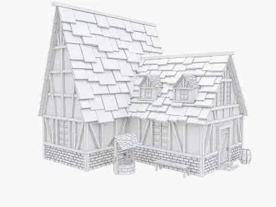 Stylized medieval house 3D model