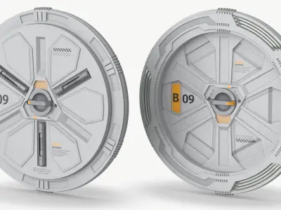  Modular Sci-Fi Hatch Covers with Caution Labels Gray 