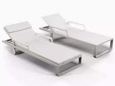 Gandia Blasco Flat chaise longue with arms 3D model
