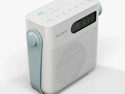 Sony ICF-S80 splash proof shower radio Low-poly 3D model
