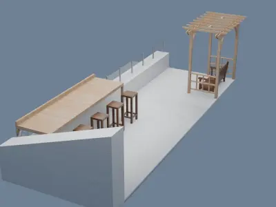 Terrace - Roof Low-poly 3D model