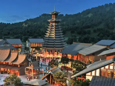 Cultural Village Nightscape 3D model