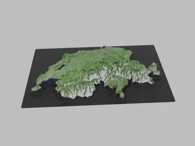 Switzerland Map Country Low-poly 3D model