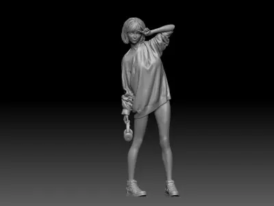 girl hoodie cute 2 3D print model