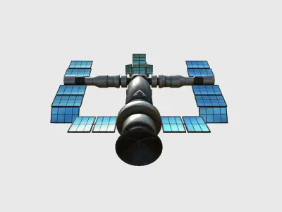 Satellite F05 Steel Blue - SciFi Space Design Low-poly 3D model