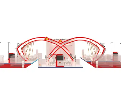 Booth Exhibition Design size 21 x 6 m open side Low-poly 3D model