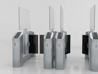 turnstile stand with two doors Low-poly 3D model