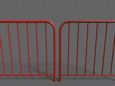 PBR Pedestrian Guard Rail Red V2 Low-poly 3D model