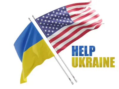 Flag USA Ukraine Support 3D model