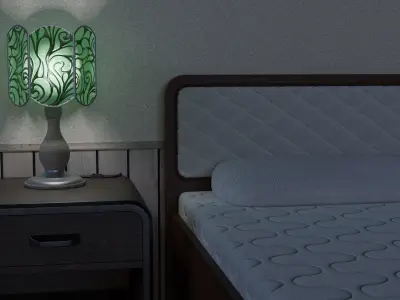 Set of 3 lamps and 3 nightstands 3D model