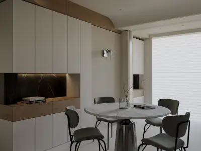 Modern living and dining room 3D model buy