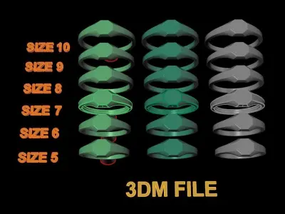Dainty Thin Signet Octagon Round Mix Size 3D print model
