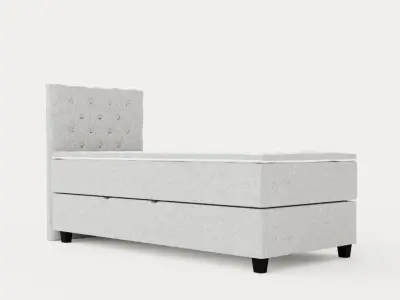 Royal Bed Package With Storage90x200 Light Gray Low-poly 3D model