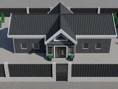 Modern Brick house PBR High-poly 3D model 3D model