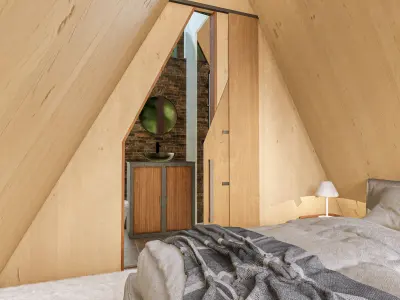 Small A Frame House Bed Bath Model 3D Max FBX OBJ 3DS 3D model