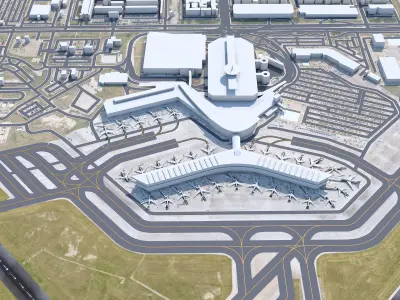 Houston William Hobby Airport 10km Low-poly 3D model