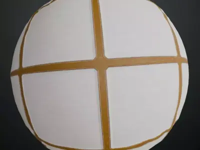 Luxury White Plaster Square Tiles with Gold Recessed Grout PBR Texture