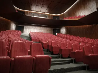 Theater empty auditorium with seats Low-poly 3D model