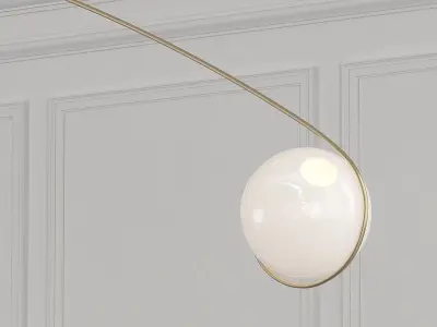 Fiddlehead wall lamp with gold ball hanging from it 3D model